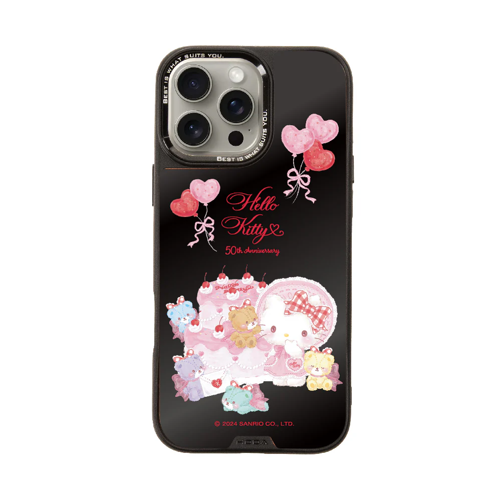 hoda殼_幻石三麗鷗黑鏡系列 iPhone16Pro 派對KITTY(7019)