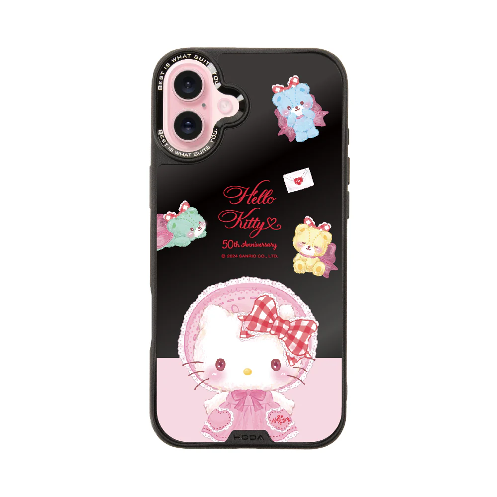 hoda殼_幻石三麗鷗黑鏡系列 iPhone16Plus 粉紅KITTY(7040)