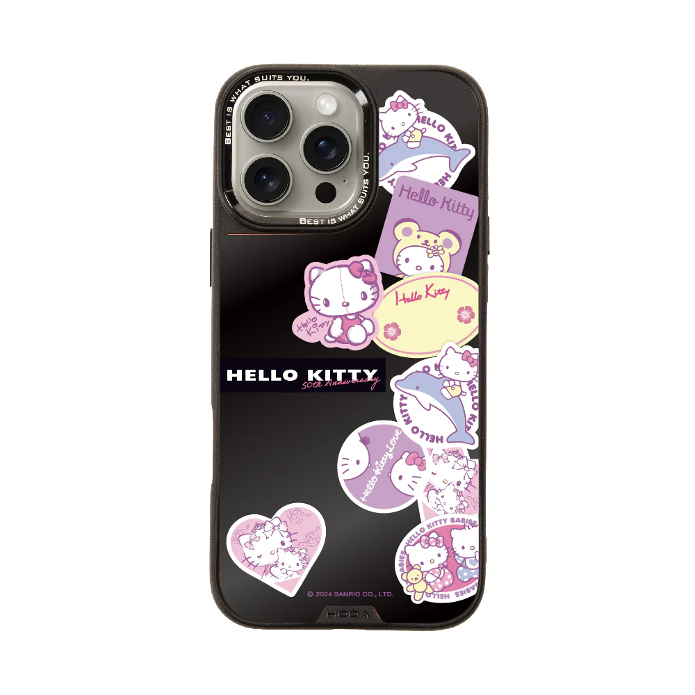 hoda殼_幻石三麗鷗黑鏡系列 iPhone16Pro 紫戀KITTY(7095)
