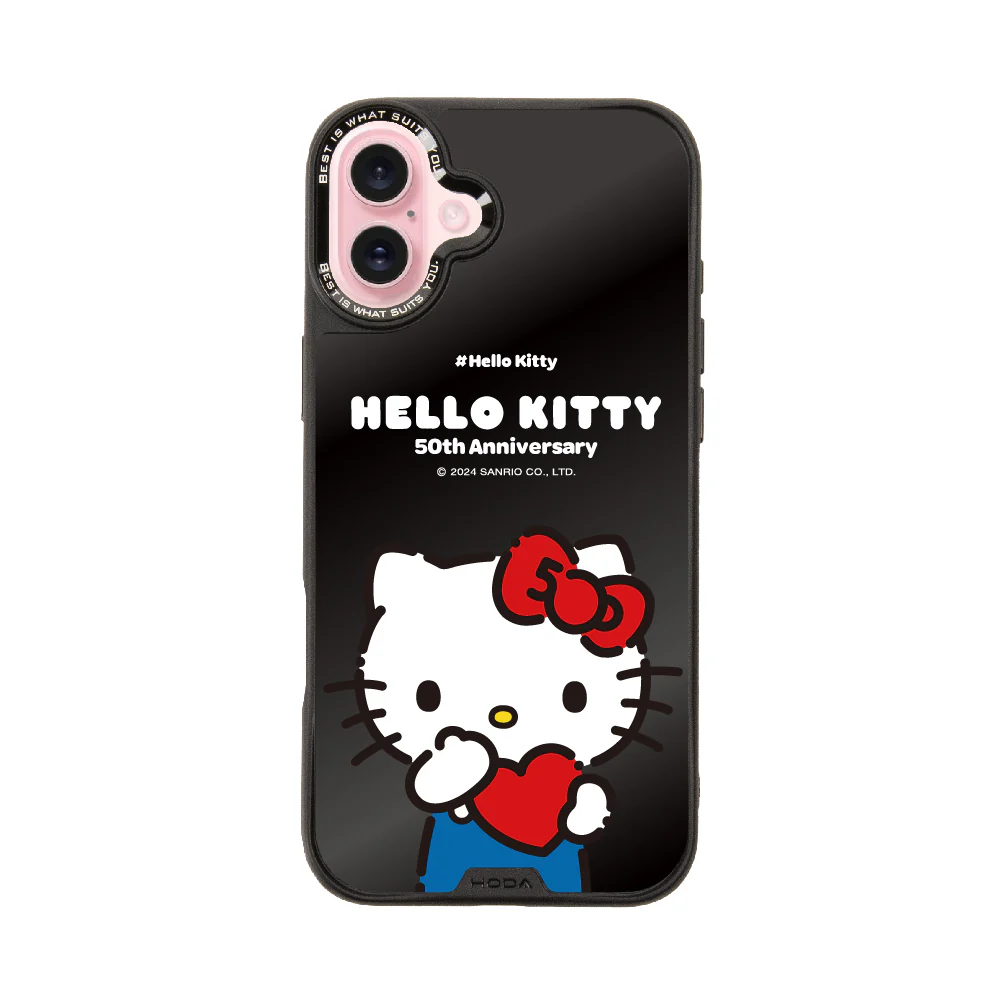 hoda殼_幻石三麗鷗黑鏡系列 iPhone16 愛心KITTY(7118)