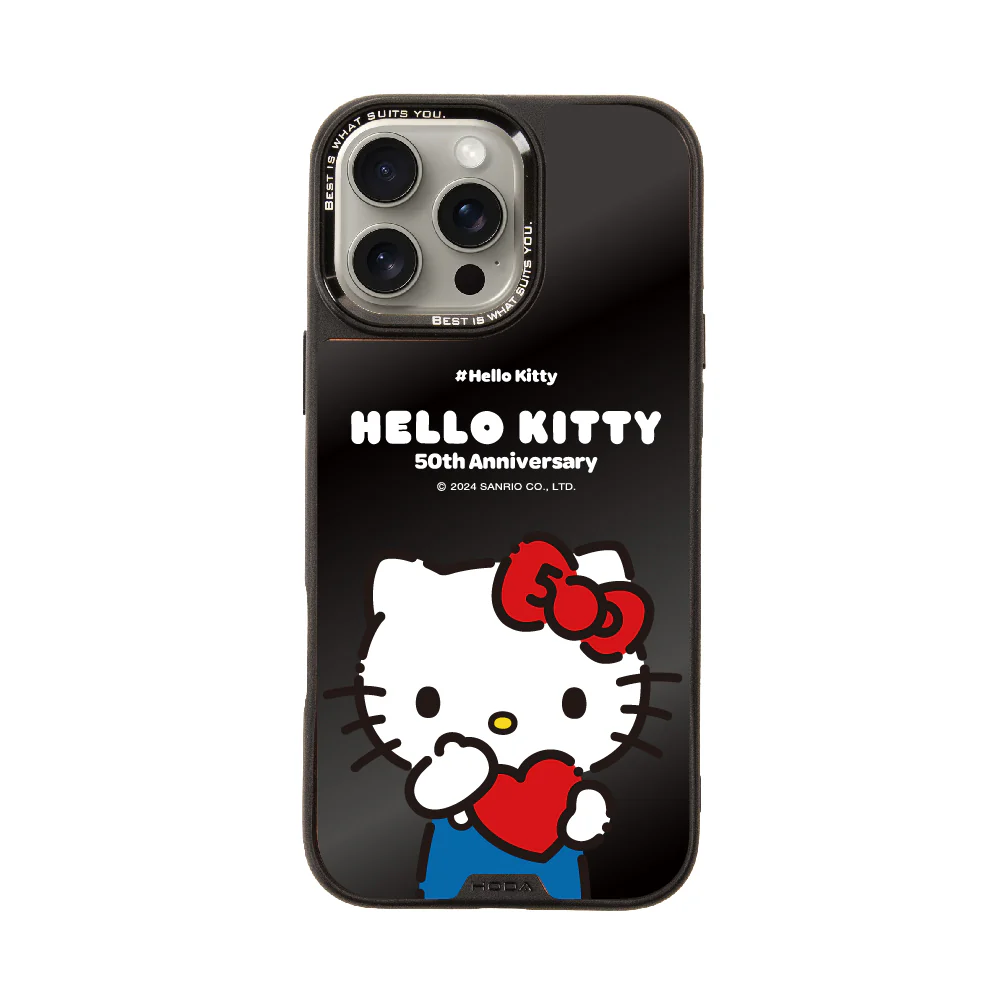 hoda殼_幻石三麗鷗黑鏡系列 iPhone16Pro 愛心KITTY(7132)