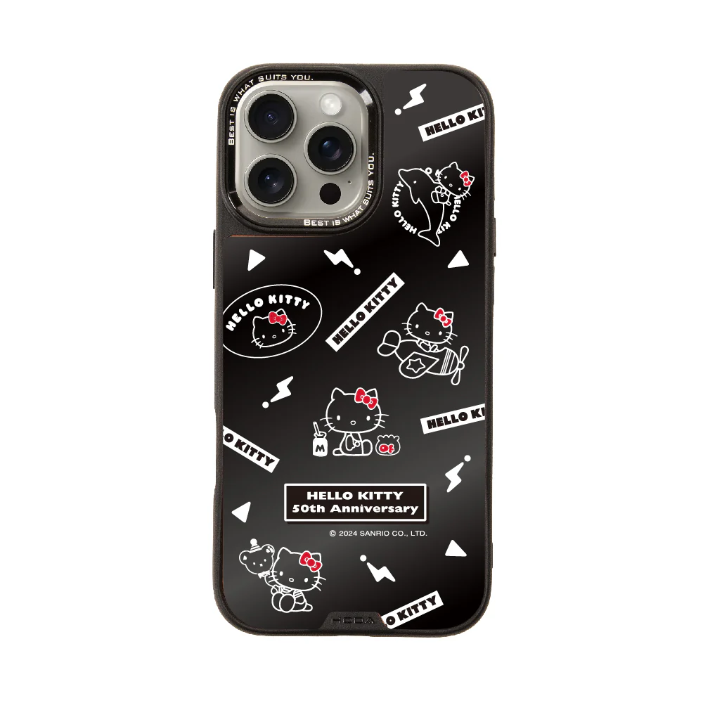 hoda殼_幻石三麗鷗黑鏡系列 iPhone16ProMax 簡約KITTY(7224)