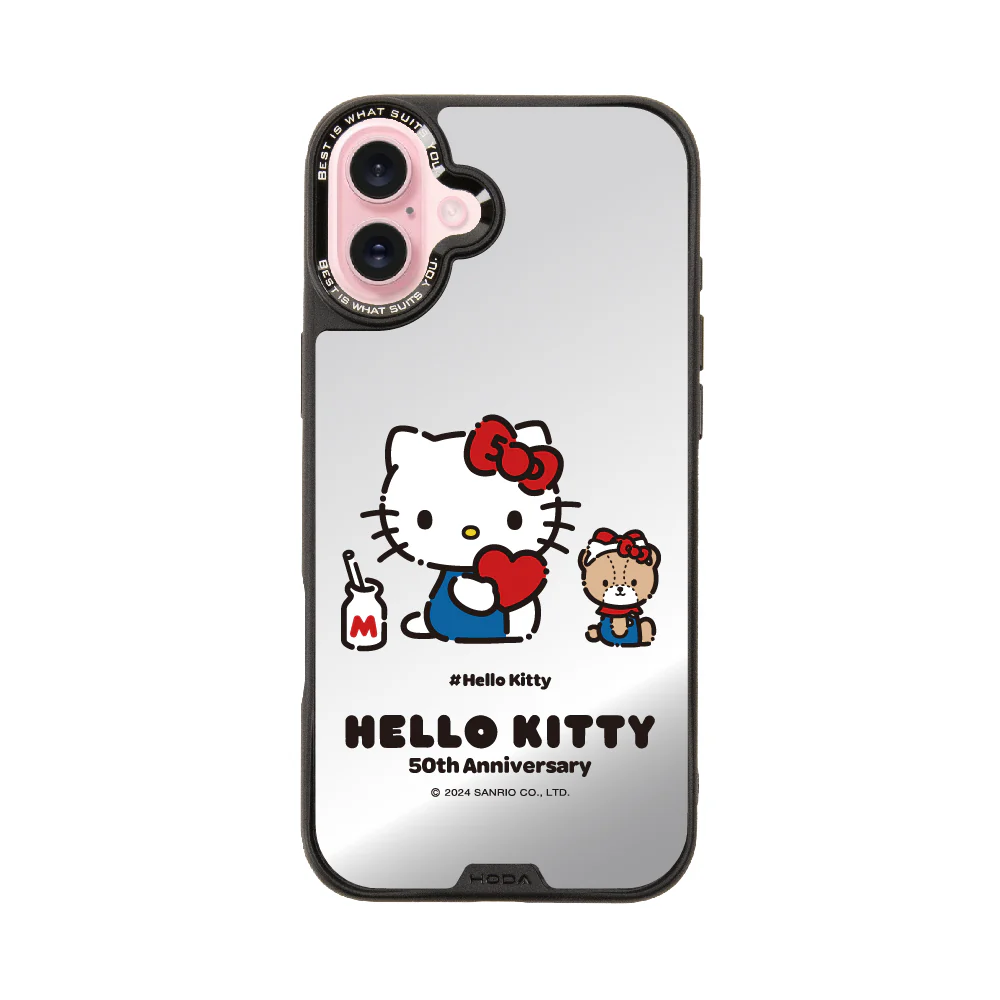 hoda殼_幻石三麗鷗銀鏡系列 iPhone16Plus KITTY與泰迪(7286)