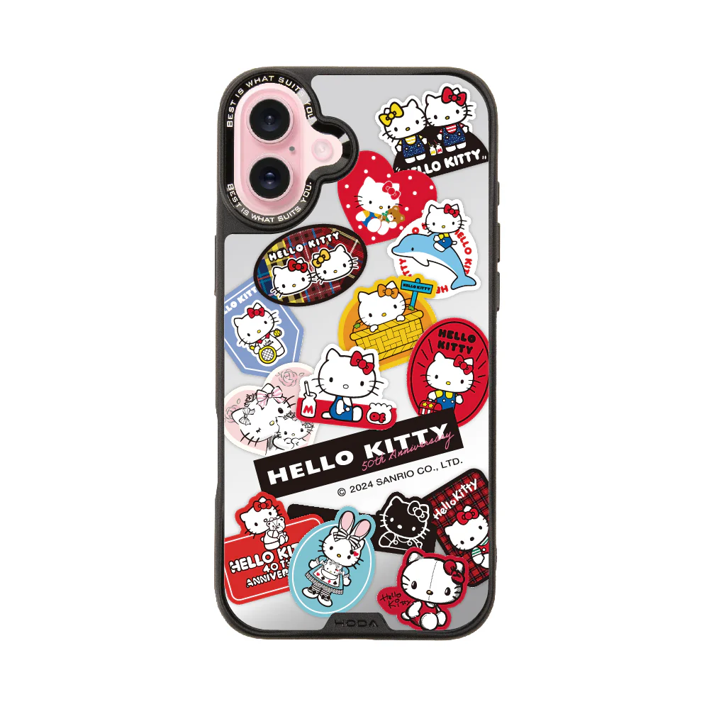 hoda殼_幻石三麗鷗銀鏡系列 iPhone16Plus 拼貼KITTY(7446)