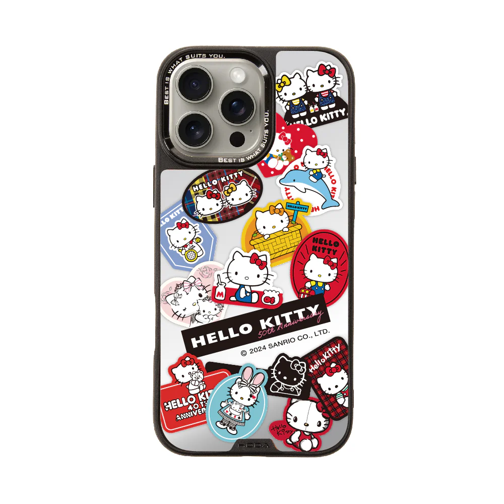 hoda殼_幻石三麗鷗銀鏡系列 iPhone16Pro 拼貼KITTY(7453)