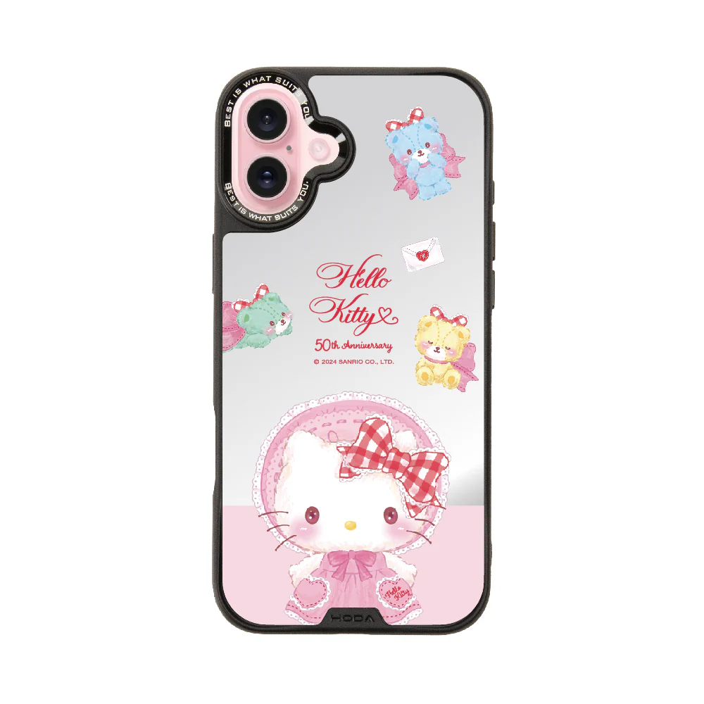 hoda殼_幻石三麗鷗銀鏡系列 iPhone16Plus 粉紅KITTY(7521)