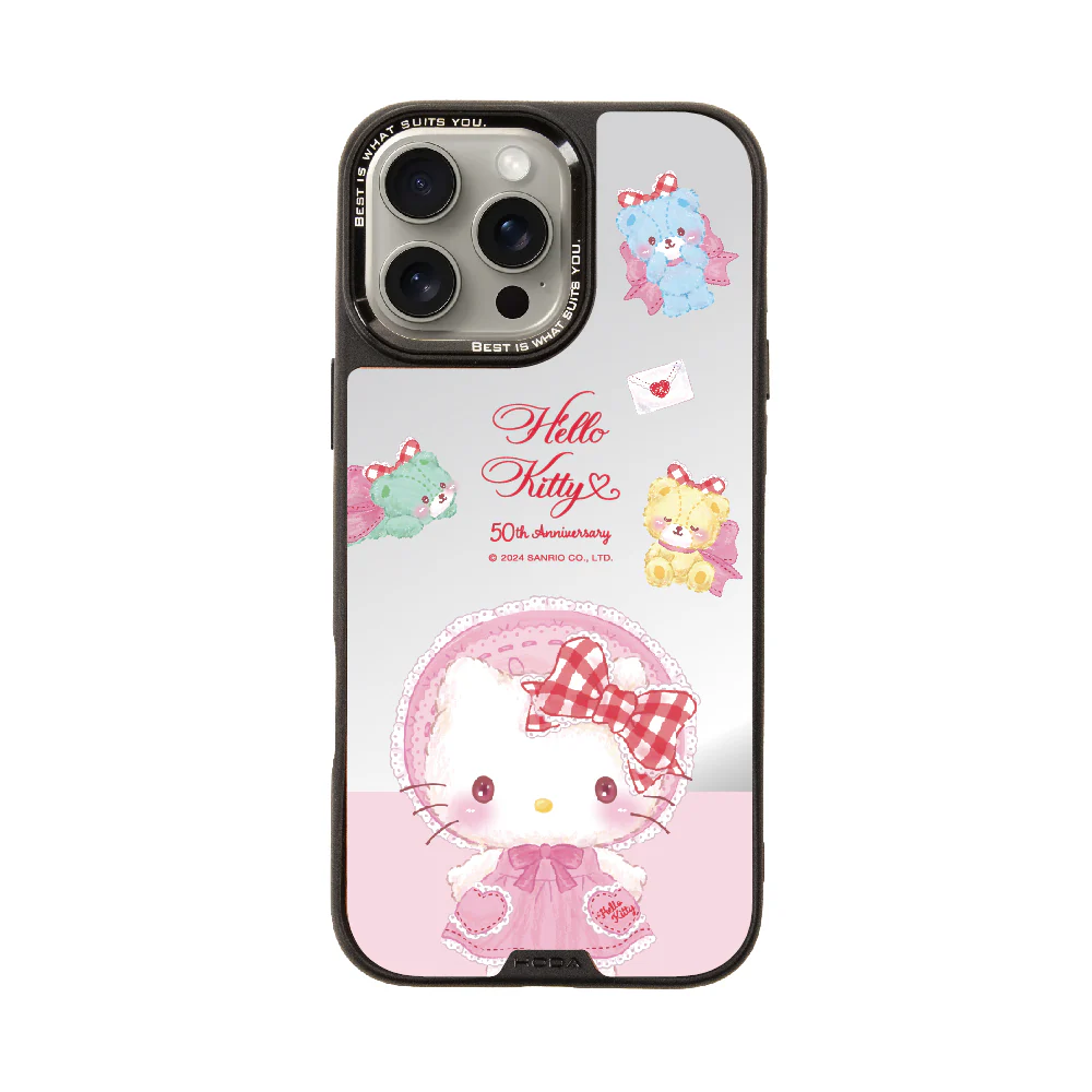 hoda殼_幻石三麗鷗銀鏡系列 iPhone16Pro 粉紅KITTY(7538)