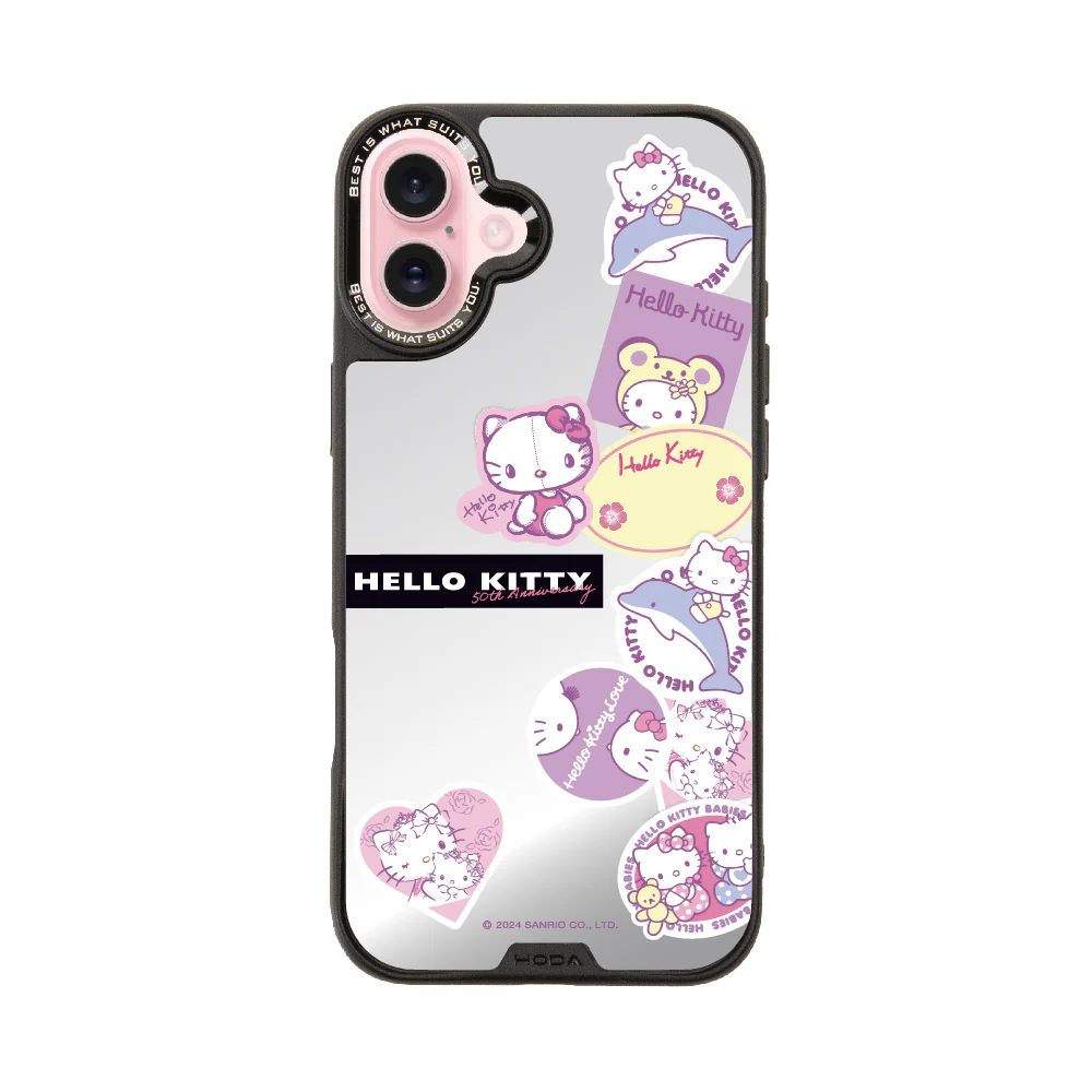 hoda殼_幻石三麗鷗銀鏡系列 iPhone16Plus 紫戀KITTY(7569)