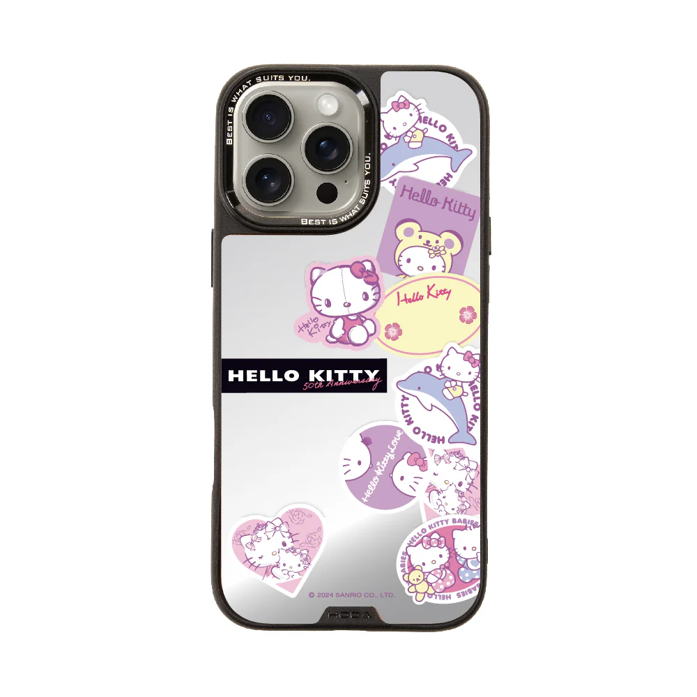 hoda殼_幻石三麗鷗銀鏡系列 iPhone16Pro 紫戀KITTY(7576)