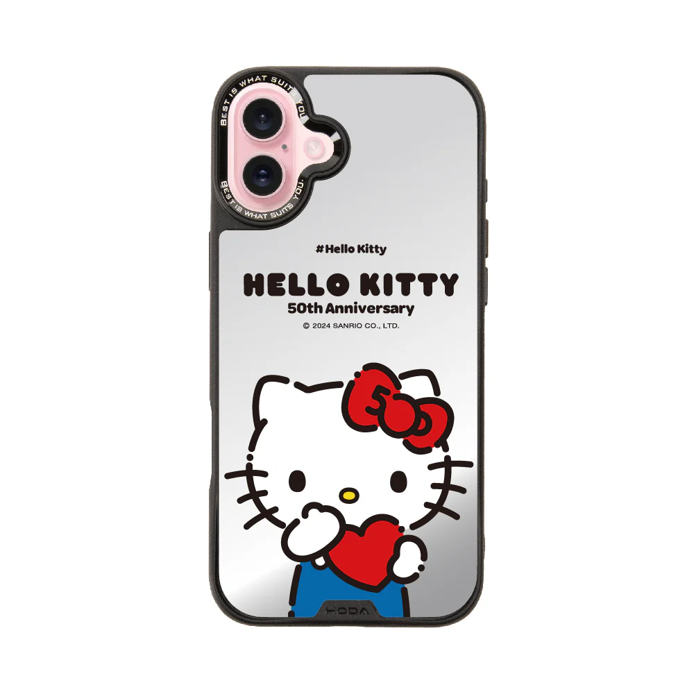 hoda殼_幻石三麗鷗銀鏡系列 iPhone16Plus 愛心KITTY(7606)