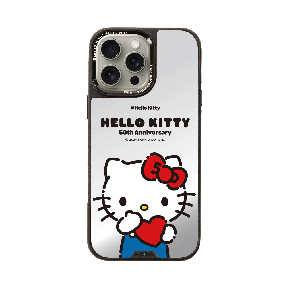 hoda殼_幻石三麗鷗銀鏡系列 iPhone16Pro 愛心KITTY(7613)