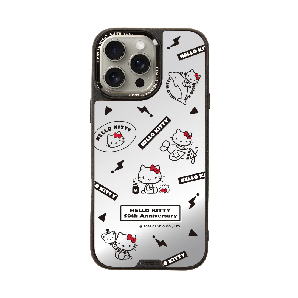hoda殼_幻石三麗鷗銀鏡系列 iPhone16Pro 簡約KITTY(7699)