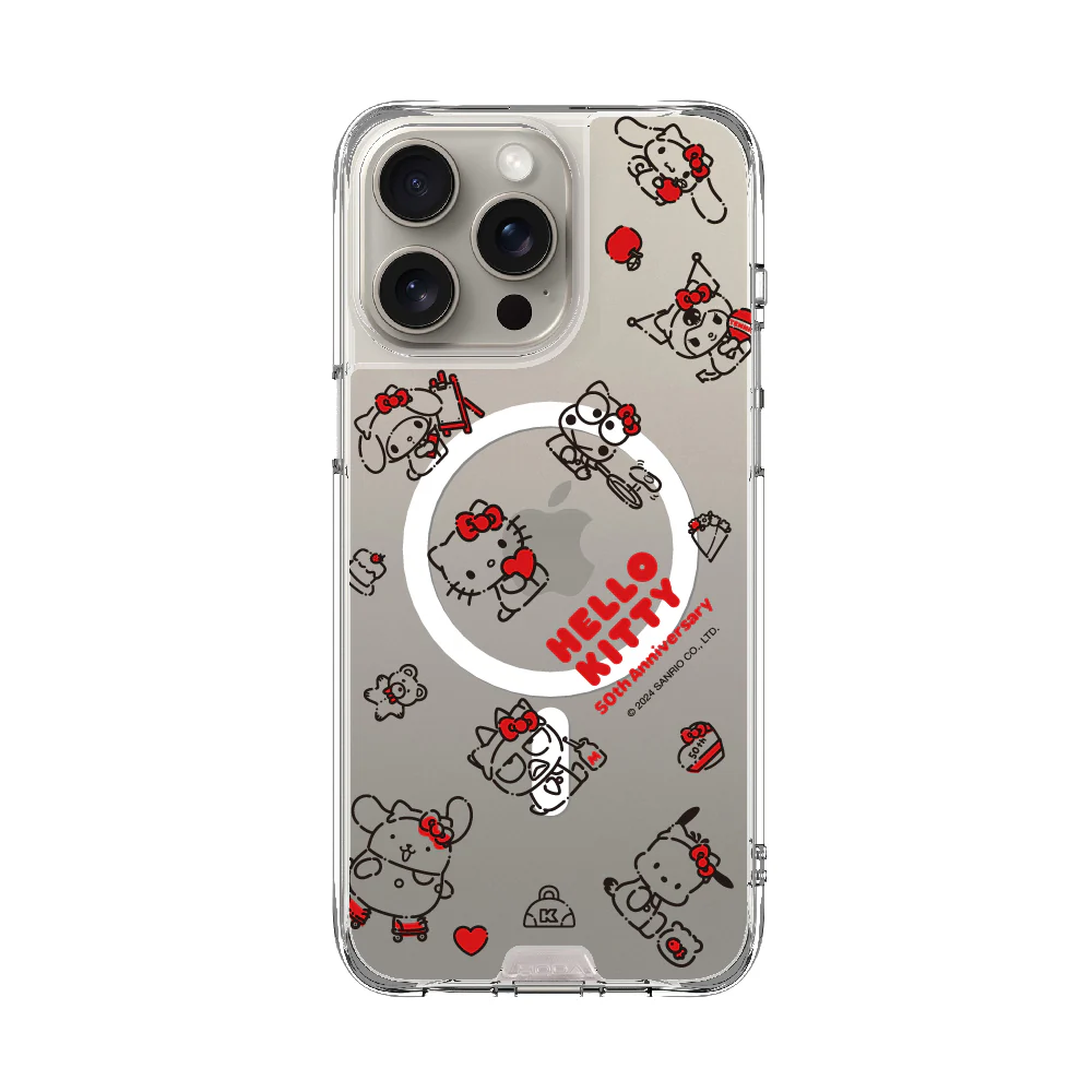 hoda殼_晶石磁吸三麗鷗系列透明 iPhone16Pro KITTY家族同樂會 (7774)