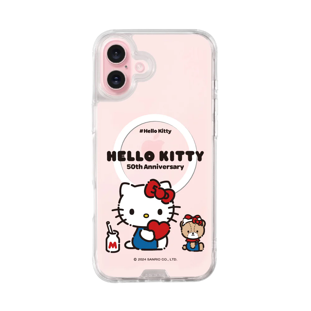 hoda殼_晶石磁吸三麗鷗系列透明 iPhone16Plus KITTY與泰迪(7804)