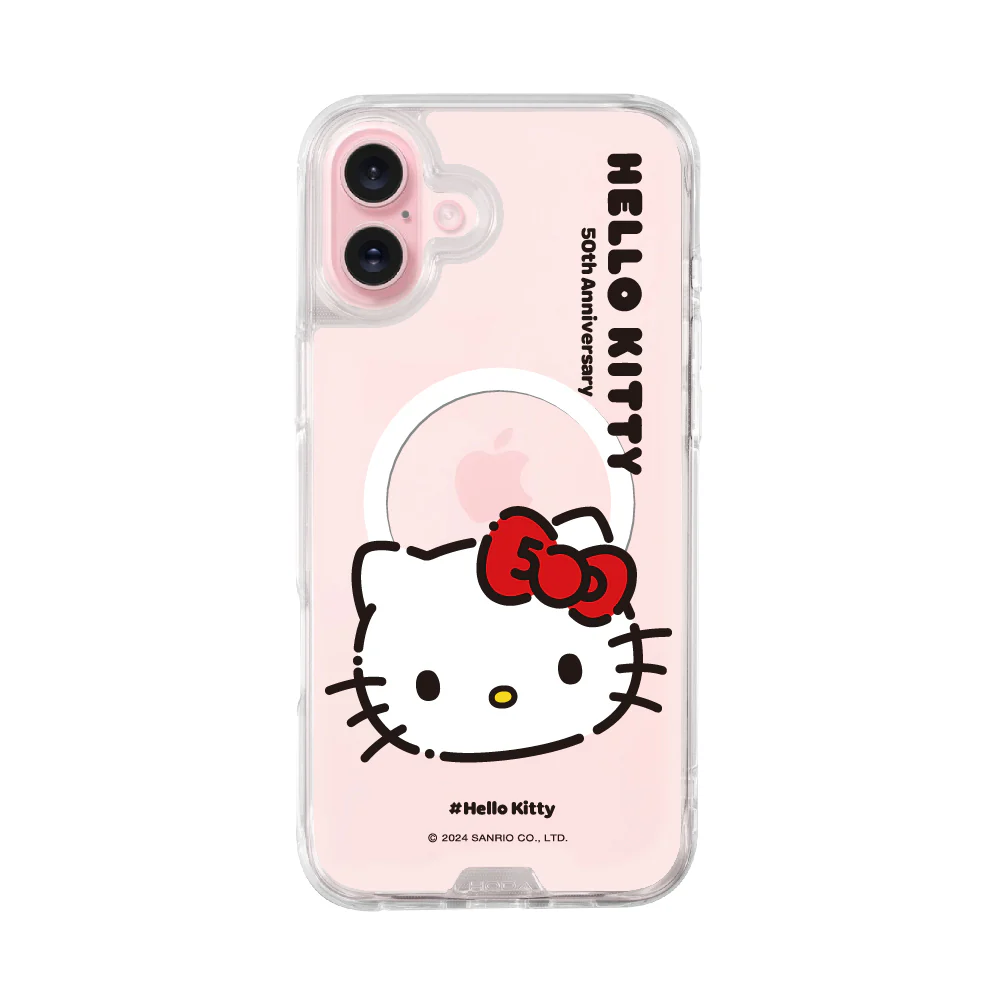 hoda殼_晶石磁吸三麗鷗系列透明 iPhone16Plus 大頭KITTY (7880)