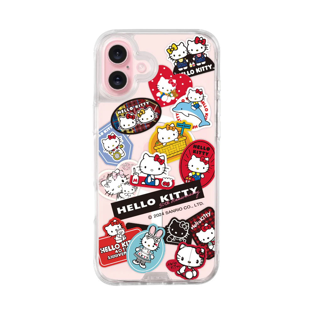 hoda殼_晶石磁吸三麗鷗系列透明 iPhone16Plus 拼貼KITTY (7965)