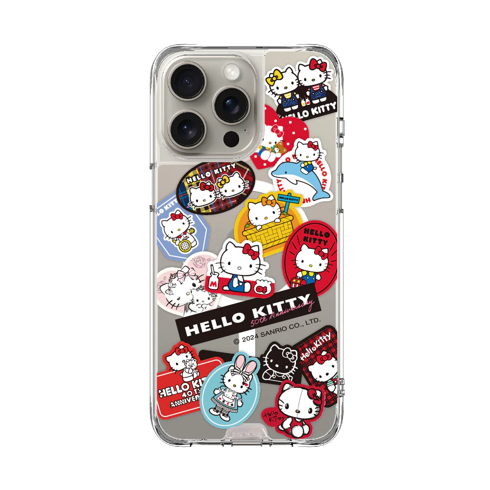 hoda殼_晶石磁吸三麗鷗系列透明 iPhone16Pro 拼貼KITTY (7972)