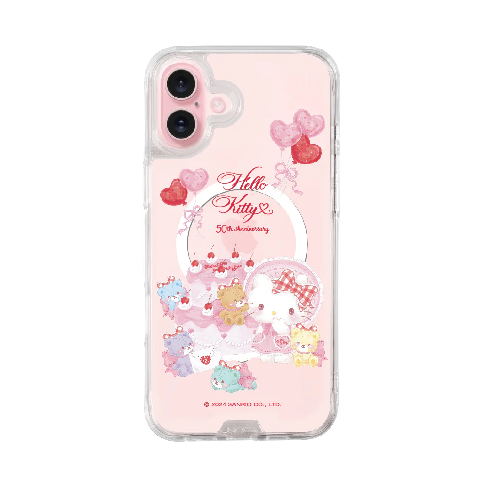 hoda殼_晶石磁吸三麗鷗系列透明 iPhone16Plus 派對KITTY (8009)
