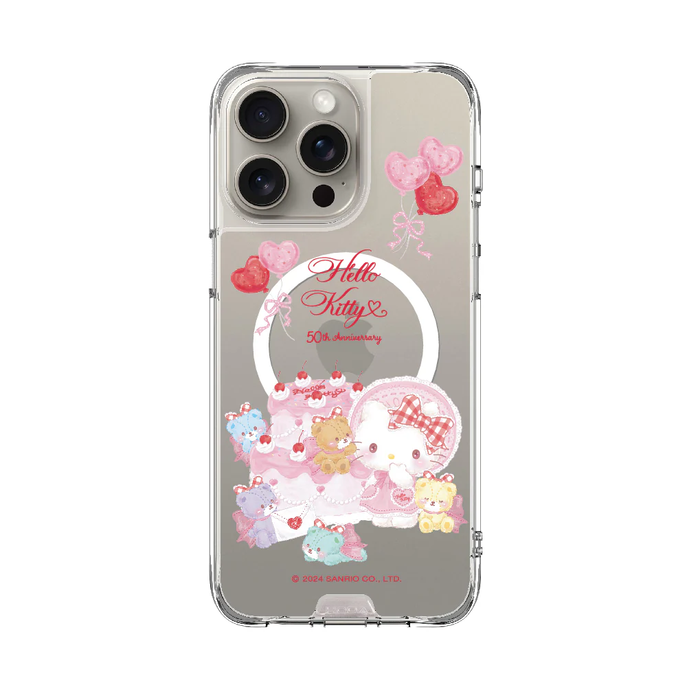 hoda殼_晶石磁吸三麗鷗系列透明 iPhone16Pro 派對KITTY (8016)