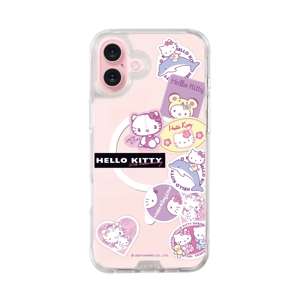 hoda殼_晶石磁吸三麗鷗系列透明 iPhone16Plus 紫戀KITTY (8085)