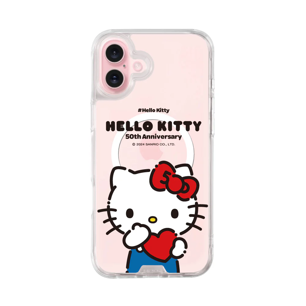 hoda殼_晶石磁吸三麗鷗系列透明 iPhone16Plus 愛心KITTY (8122)