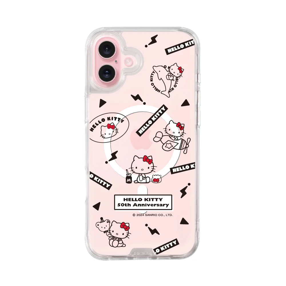 hoda殼_晶石磁吸三麗鷗系列透明 iPhone16 簡約KITTY (8191)