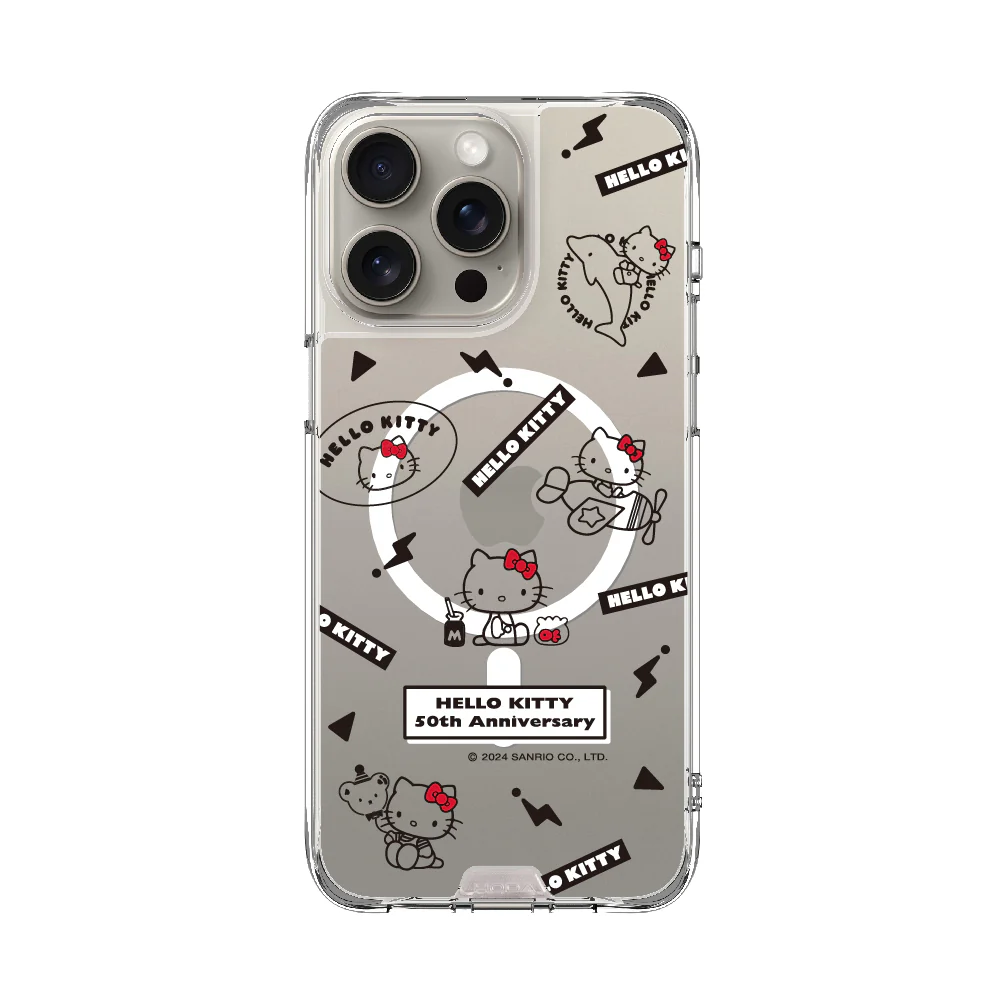 hoda殼_晶石磁吸三麗鷗系列透明 iPhone16ProMax 簡約KITTY (8221)