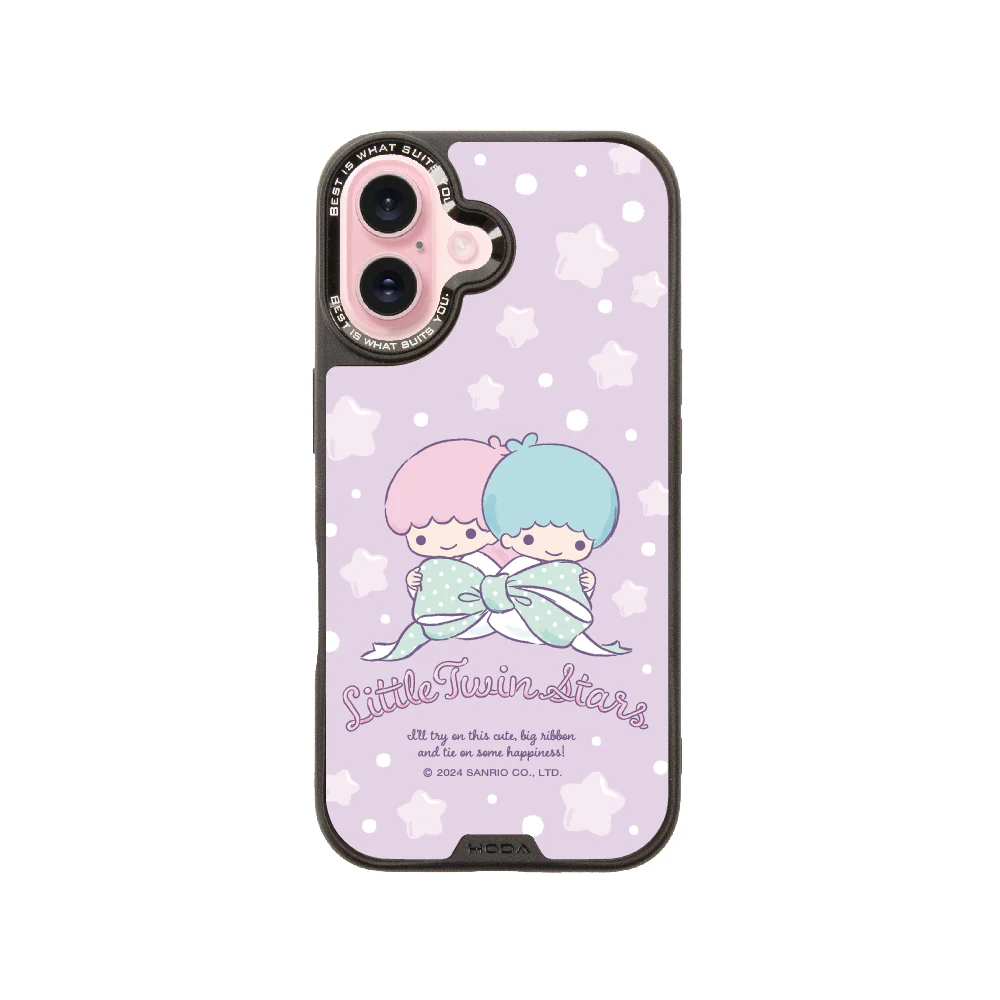 hoda殼_幻石三麗鷗玻璃系列 iPhone16Plus 蝴蝶結kiki&lala (9129)
