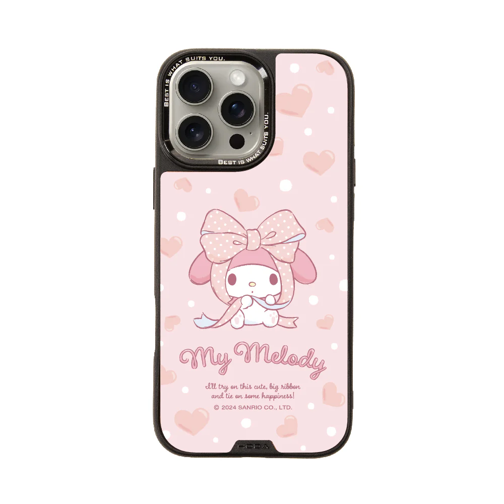 hoda殼_幻石三麗鷗玻璃系列 iPhone16ProMax 蝴蝶結美樂蒂 (9266)
