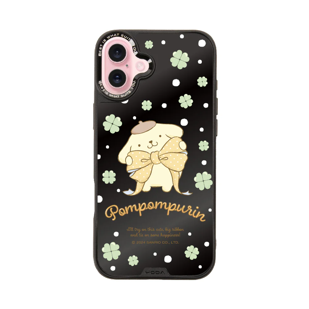 hoda殼_幻石三麗鷗黑鏡系列 iPhone16Plus 蝴蝶結布丁狗 (9761)