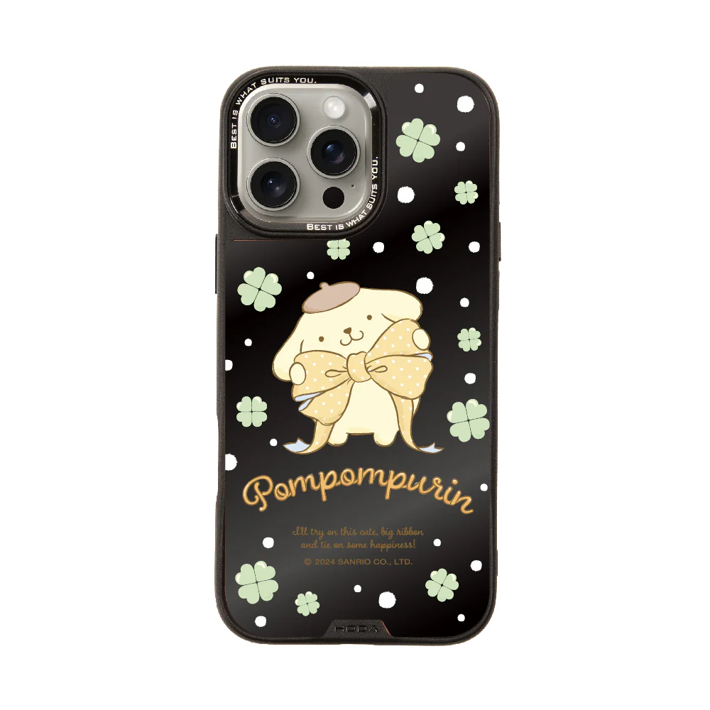 hoda殼_幻石三麗鷗黑鏡系列 iPhone16ProMax 蝴蝶結布丁狗 (9785)