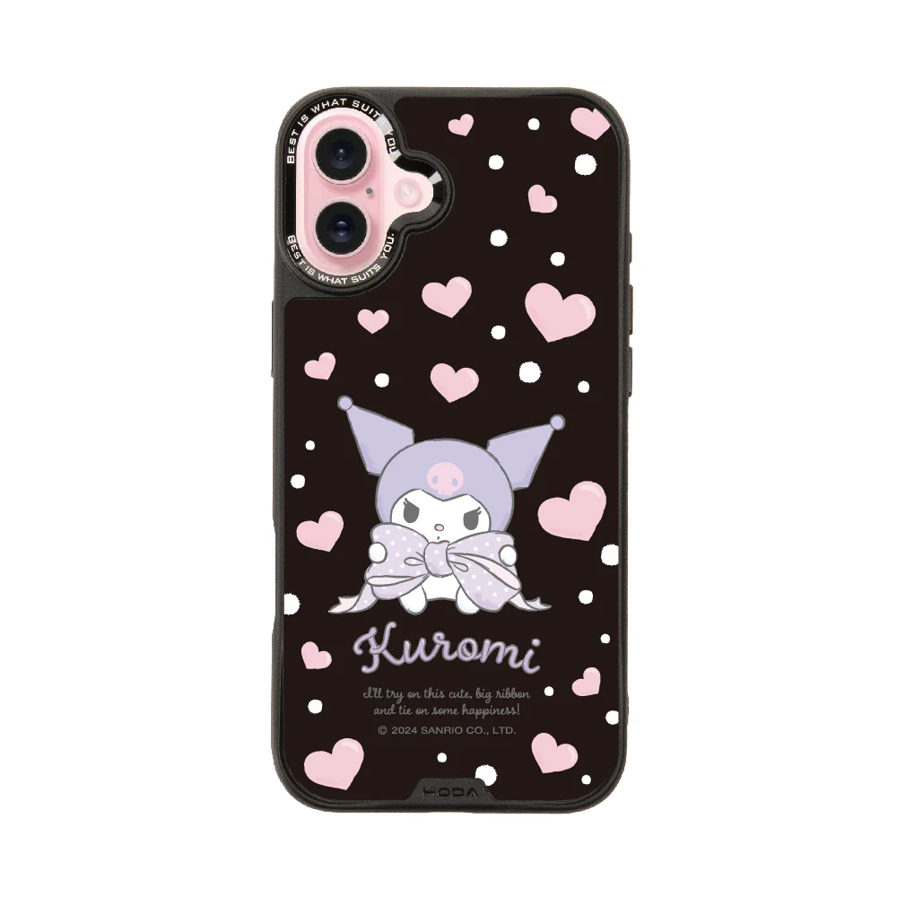 hoda殼_幻石三麗鷗黑鏡系列 iPhone16Plus 蝴蝶結酷洛米 (9846)