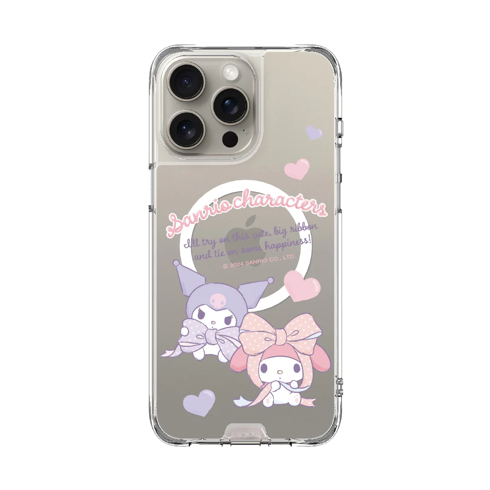 hoda殼_晶石磁吸三麗鷗系列透明 iPhone16Pro 心心相遇 (2288)