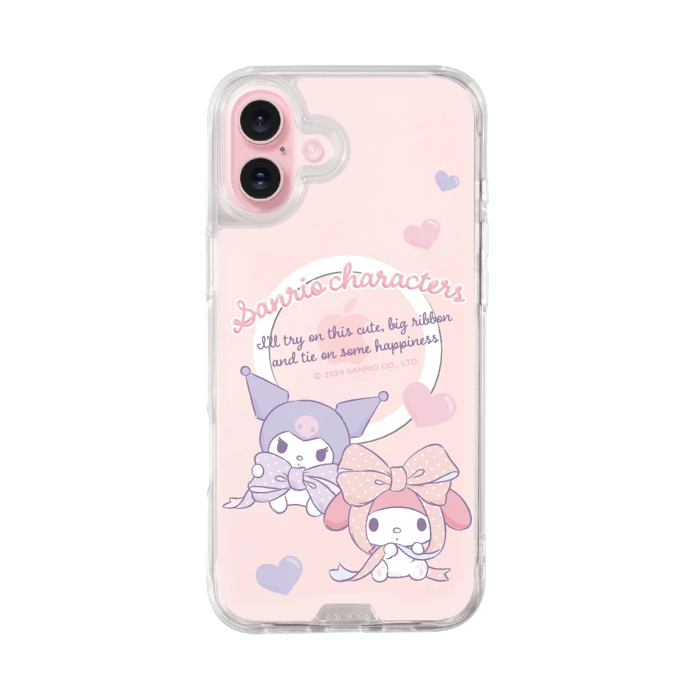hoda殼_晶石磁吸三麗鷗系列透明 iPhone16 心心相遇 (2417)