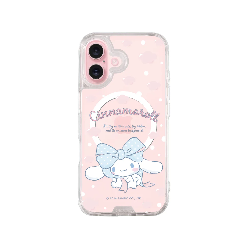hoda殼_晶石磁吸三麗鷗系列透明 iPhone16 蝴蝶結大耳狗 (2486)