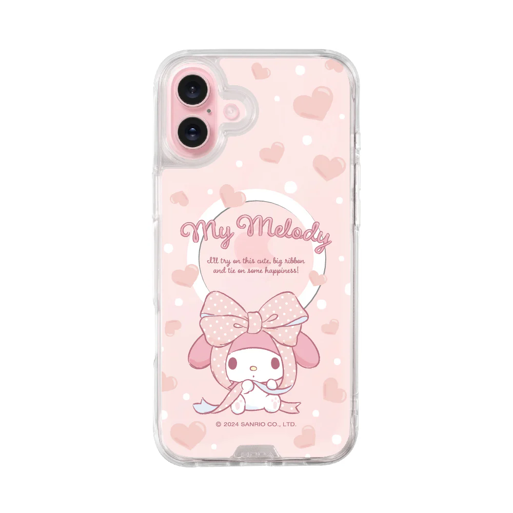 hoda殼_晶石磁吸三麗鷗系列透明 iPhone16 蝴蝶結美樂蒂 (2509)