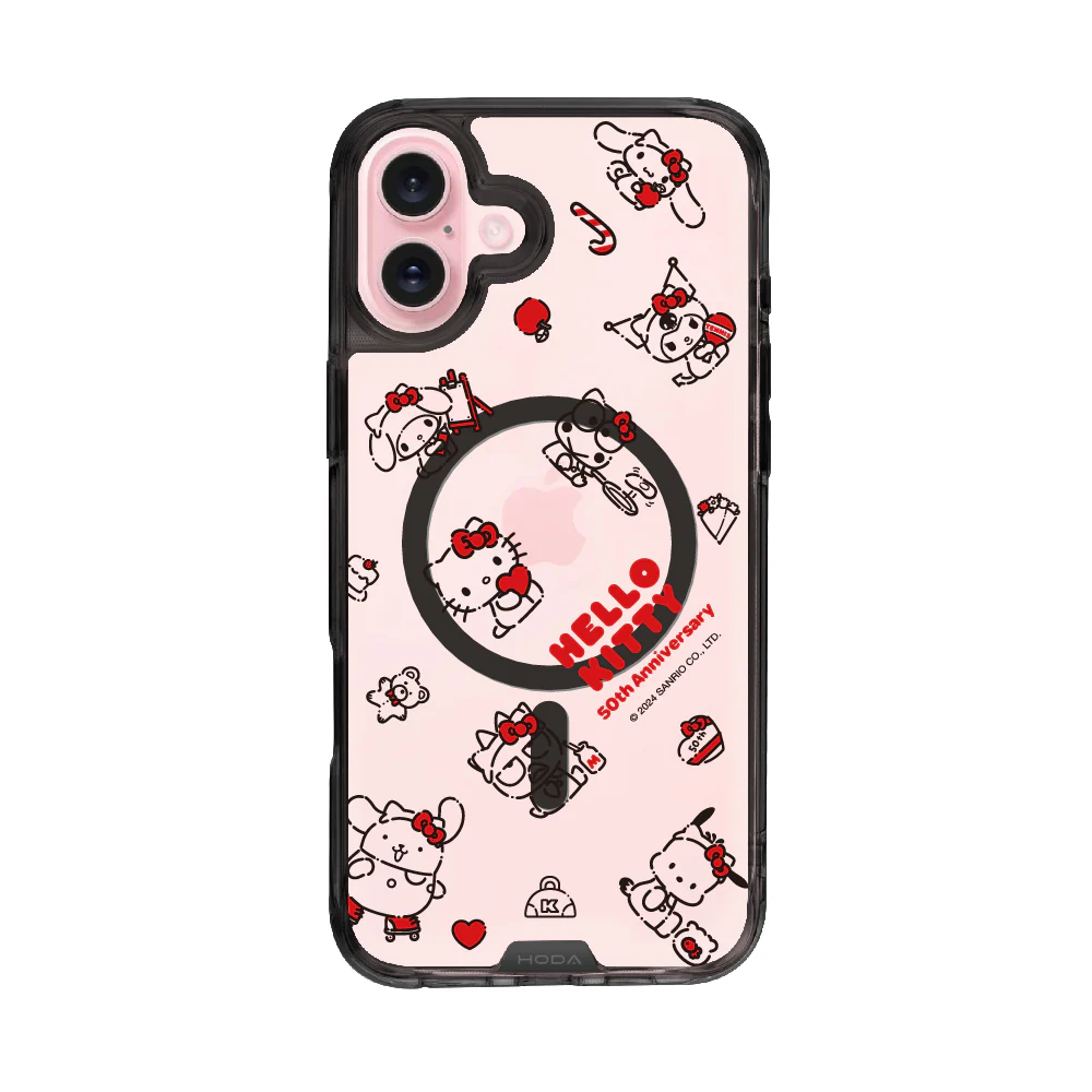 hoda殼_晶石磁吸三麗鷗系列透黑 iPhone16Plus KITTY家族同樂會 (2578)