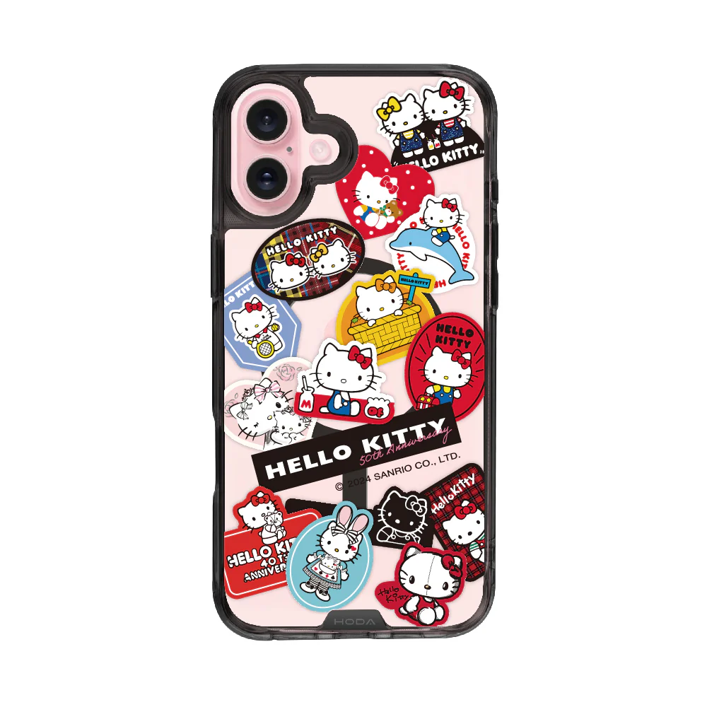 hoda殼_晶石磁吸三麗鷗系列透黑 iPhone16Plus 拼貼KITTY (2660)