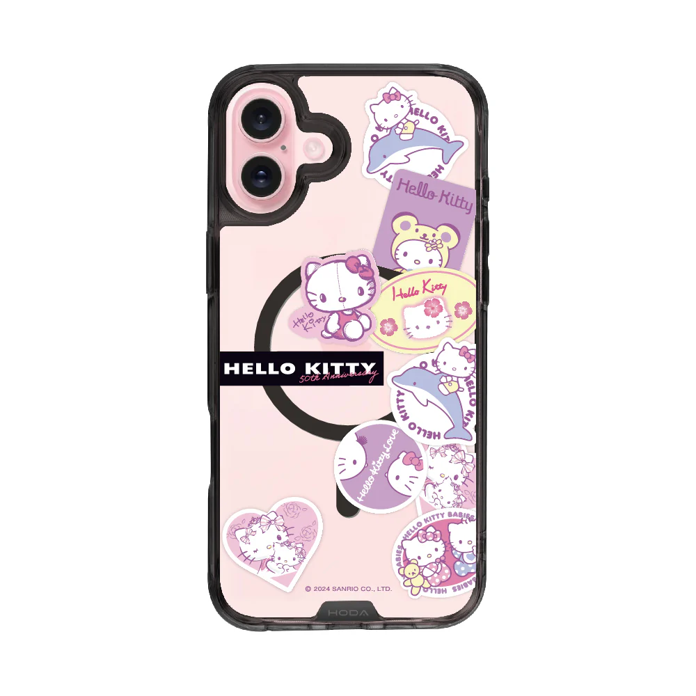hoda殼_晶石磁吸三麗鷗系列透黑 iPhone16Plus 紫戀KITTY (2721)