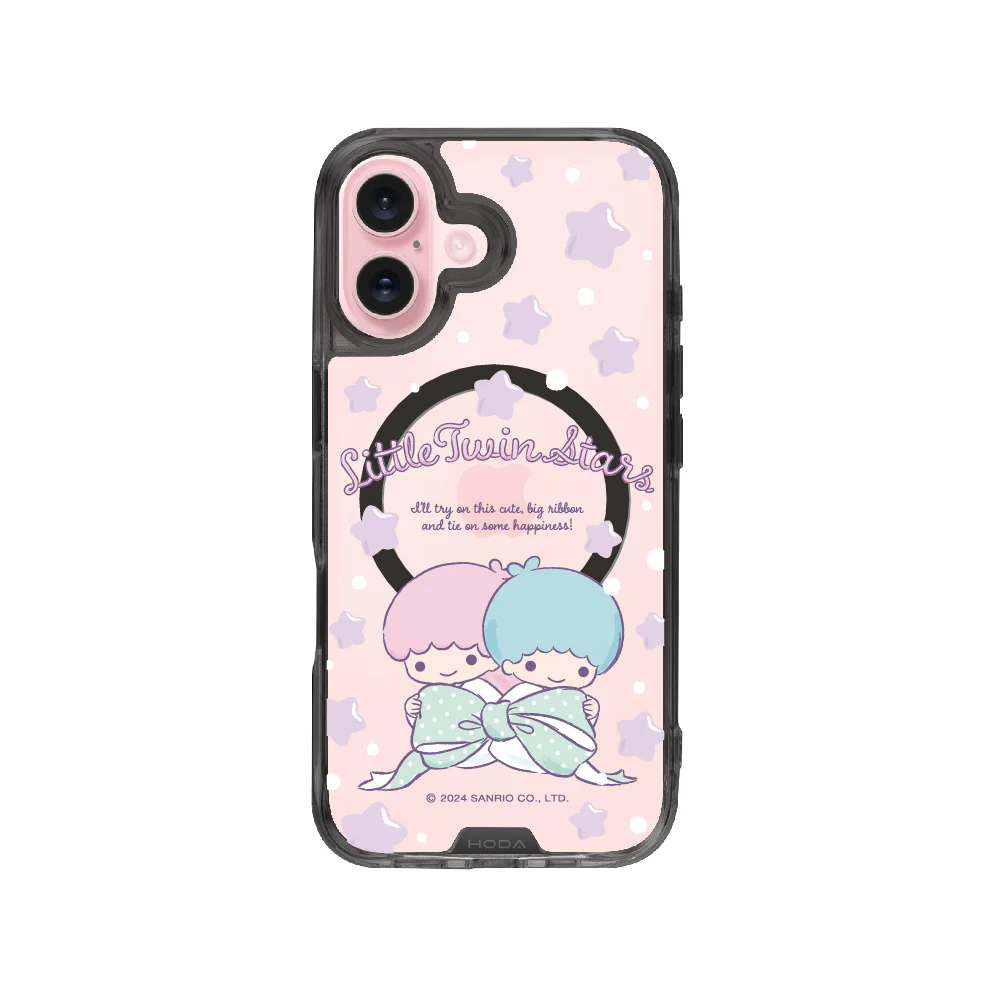 hoda殼_晶石磁吸三麗鷗系列透黑 iPhone16Plus 蝴蝶結kiki&lala (2752)