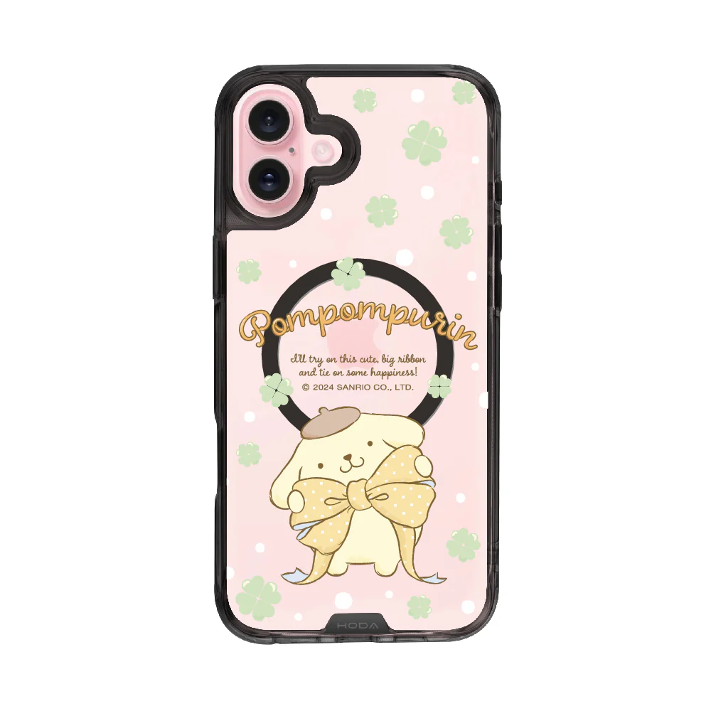 hoda殼_晶石磁吸三麗鷗系列透黑 iPhone16Plus 蝴蝶結布丁狗 (2776)