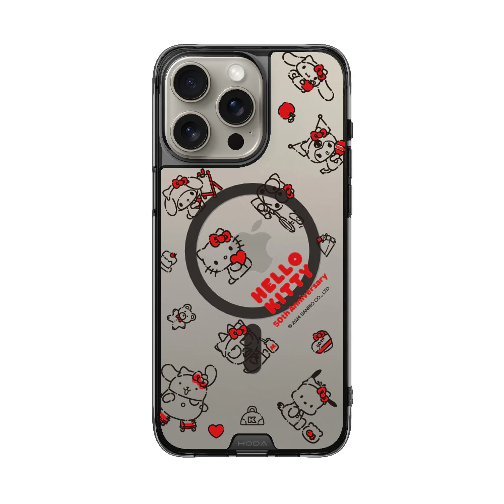 hoda殼_晶石磁吸三麗鷗系列透黑 iPhone16Pro KITTY家族同樂會 (2837)