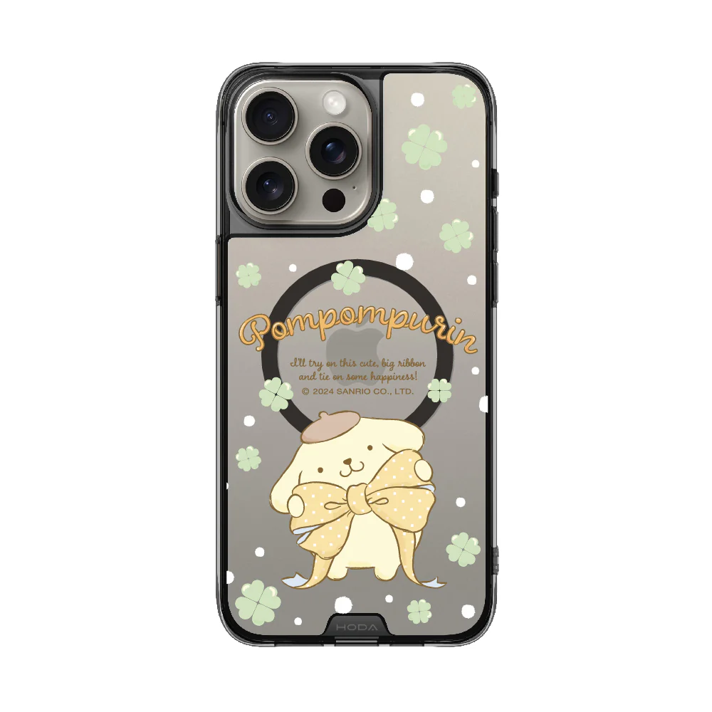 hoda殼_晶石磁吸三麗鷗系列透黑 iPhone16ProMax 蝴蝶結布丁狗 (3063)