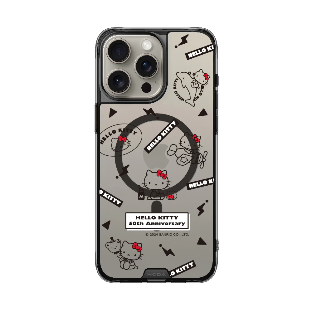hoda殼_晶石磁吸三麗鷗系列透黑 iPhone16ProMax 簡約KITTY (3094)