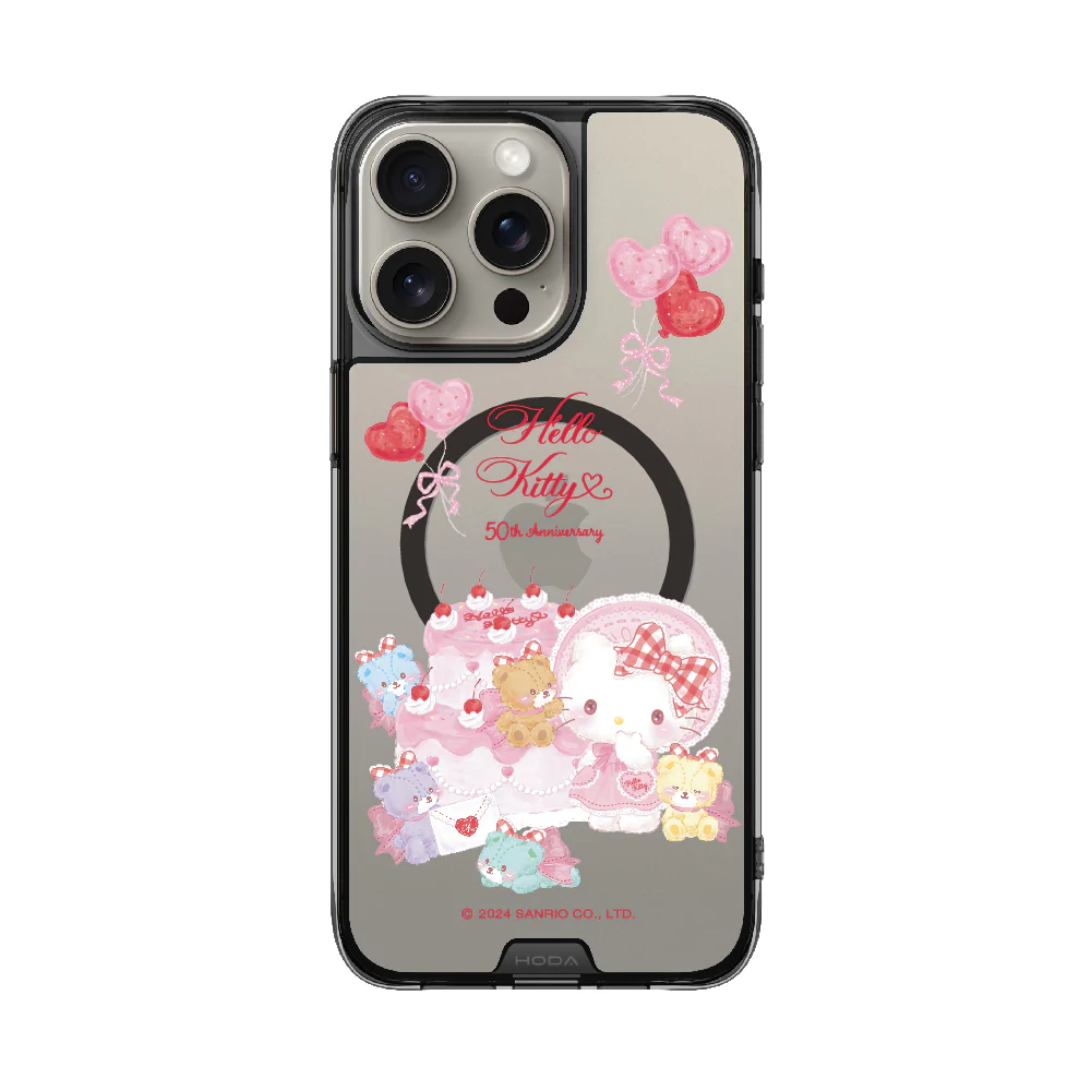 hoda殼_晶石磁吸三麗鷗系列透黑 iPhone16Pro 派對KITTY (3209)
