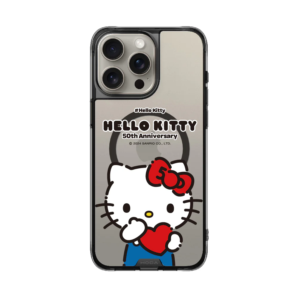 hoda殼_晶石磁吸三麗鷗系列透黑 iPhone16Pro 愛心KITTY (3254)