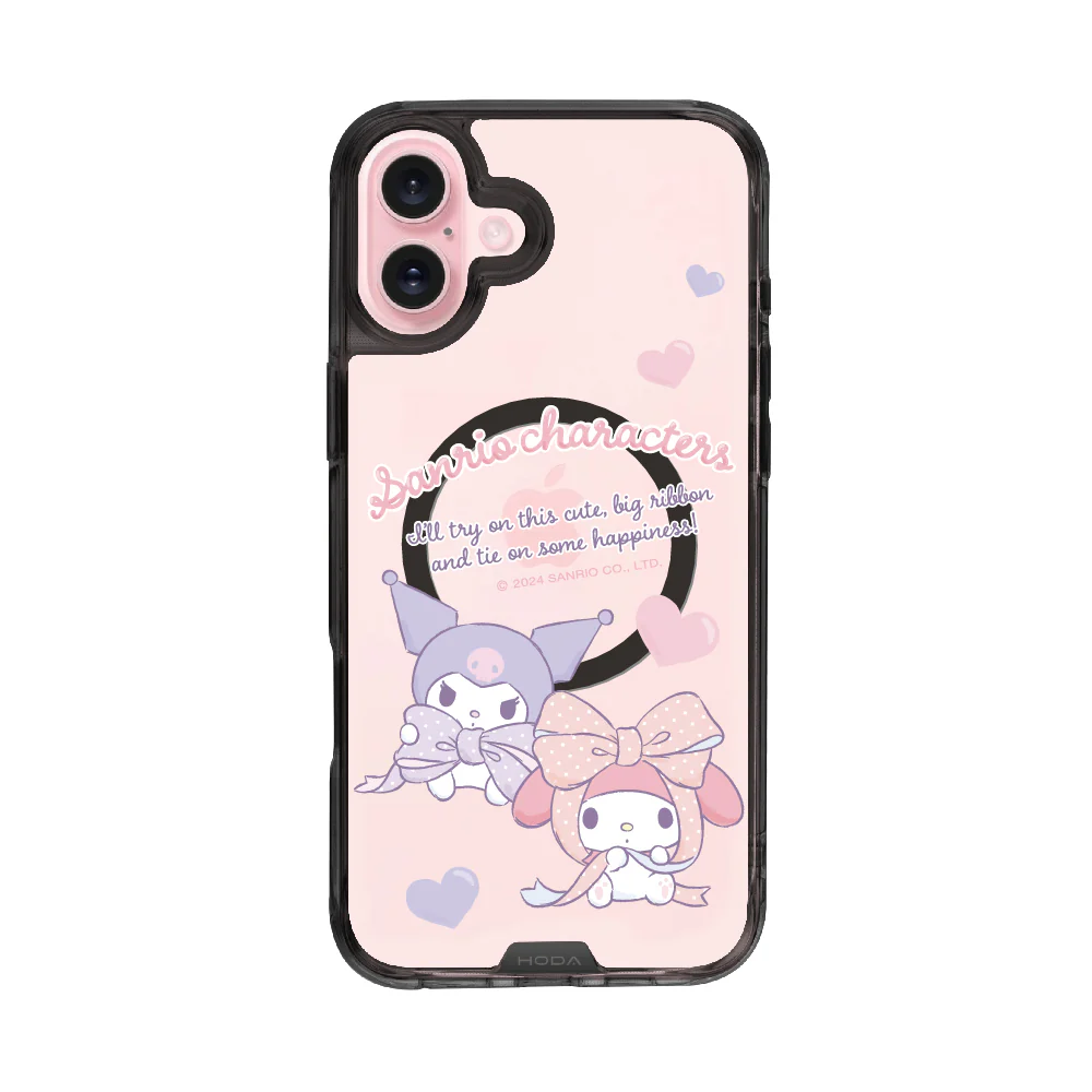 hoda殼_晶石磁吸三麗鷗系列透黑 iPhone16 心心相遇 (3377)
