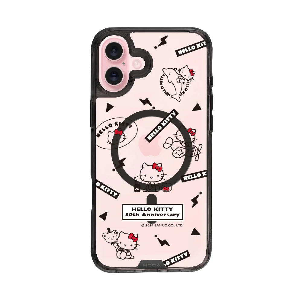 hoda殼_晶石磁吸三麗鷗系列透黑 iPhone16 簡約KITTY (3551)