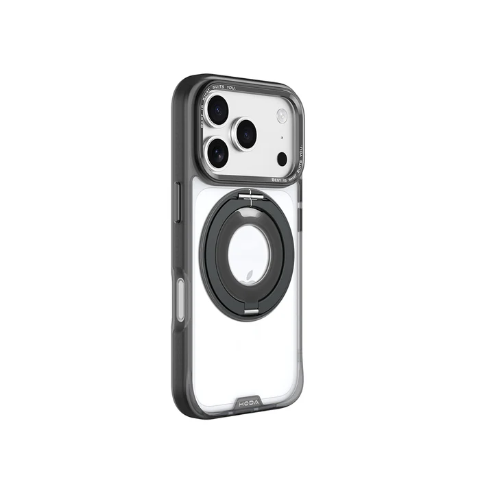Hoda殼_柔石360度磁吸支架指環_iPhone18Pro/17Pro 銀河黑 (423)