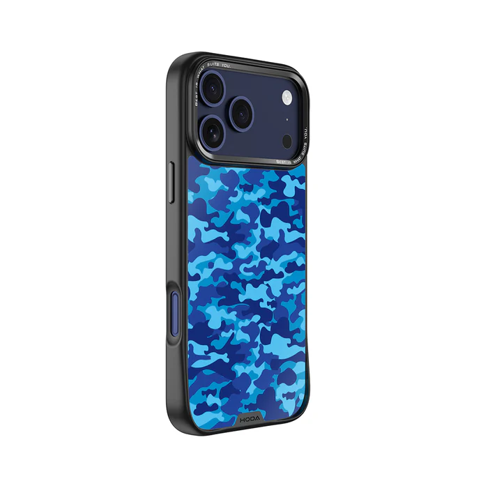 HODA殼_幻石玻璃防摔殼 iPhone17Pro 迷彩藍 (174)